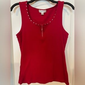 Red rhinestone detail tank top